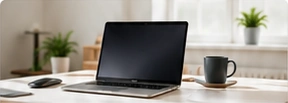 Laptop on a home desk